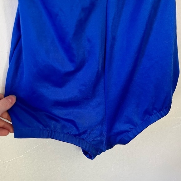 Vintage Maxine of Hollywood One Piece Swimsuit Girl Leg Size 12 Blue - Picture 6 of 9